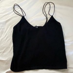 zara womens black rib crop tank top size M-L